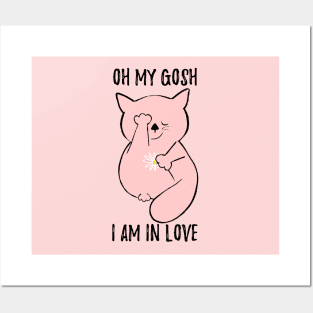 Valentines day -  I am in love -  funny cat Posters and Art